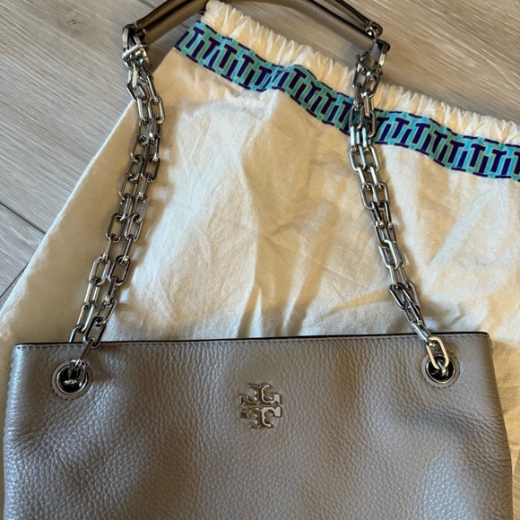 Tory Burch Frida Swingpack pebble Leather Shoulder Crossbody Bag Purse silver - Picture 4 of 11